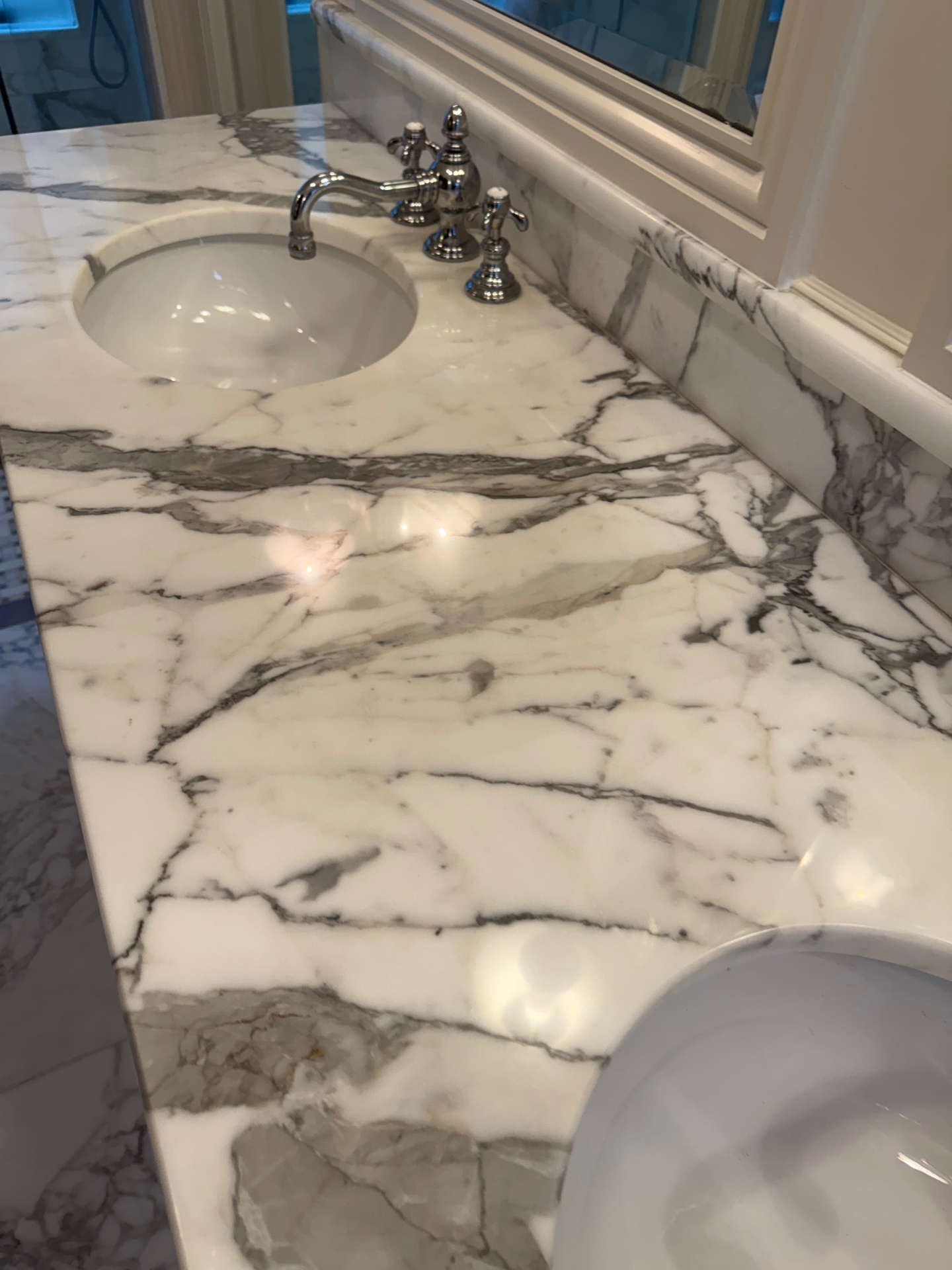 Highland Park Calacatta Marble Vanity Restoration