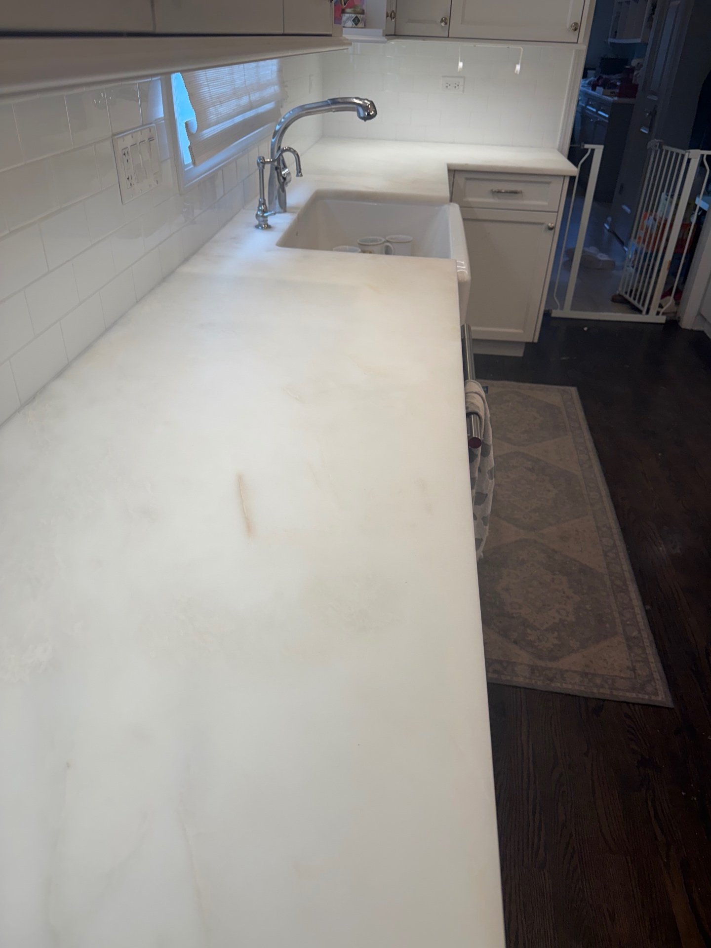 Northbrook White Marble Kitchen Countertop Restoration