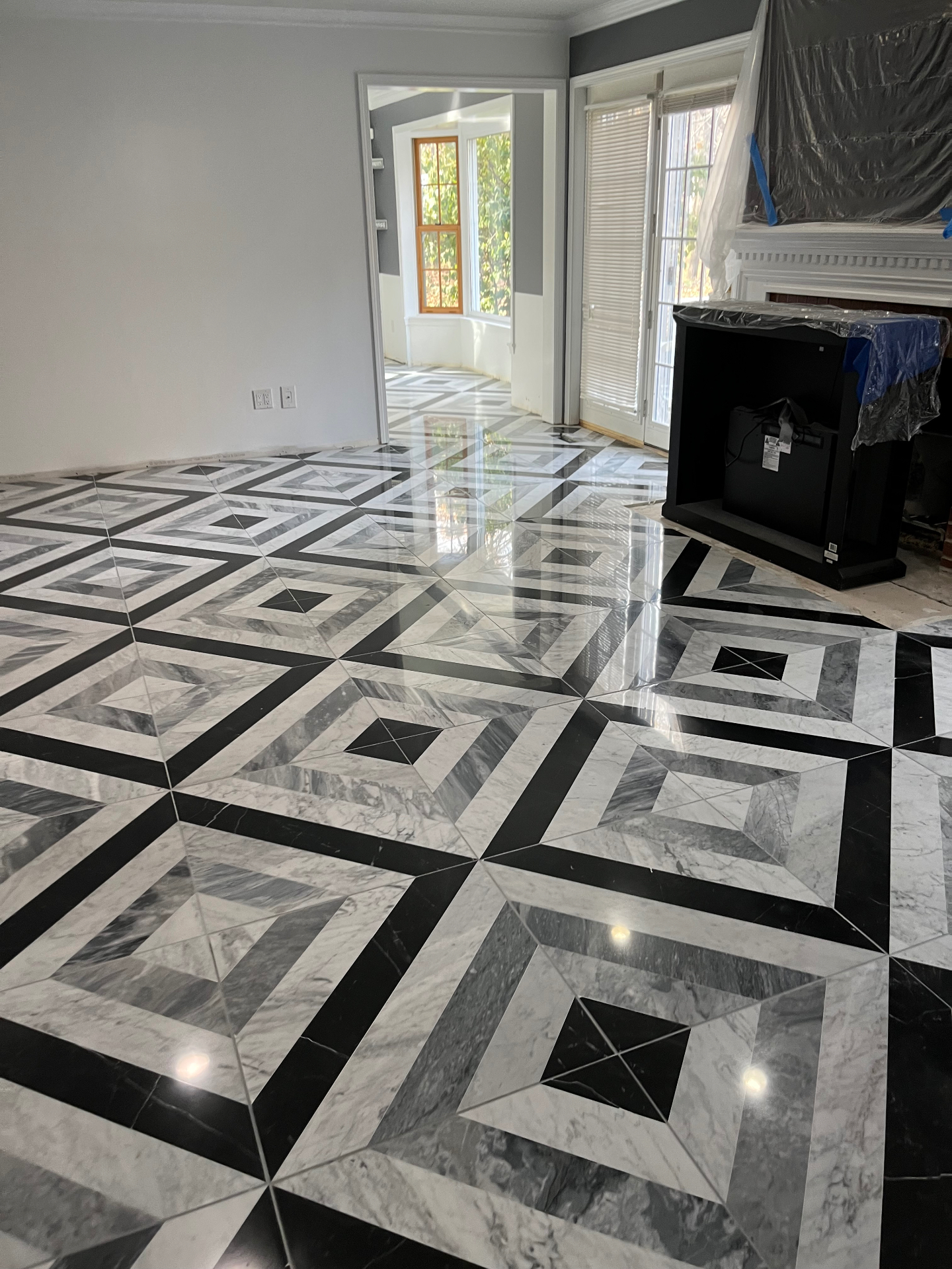 Geometric Marble Floor Restoration