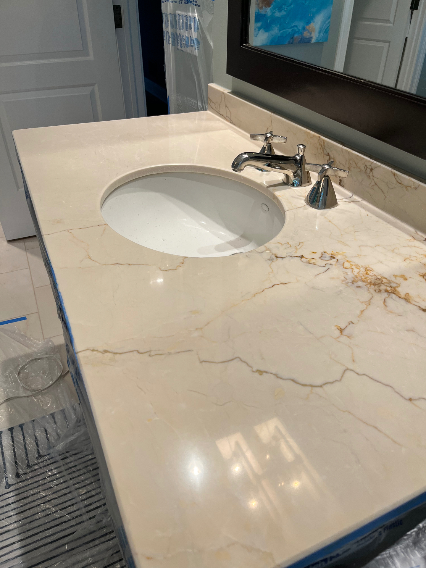 Gold-Veined Marble Vanity Restoration