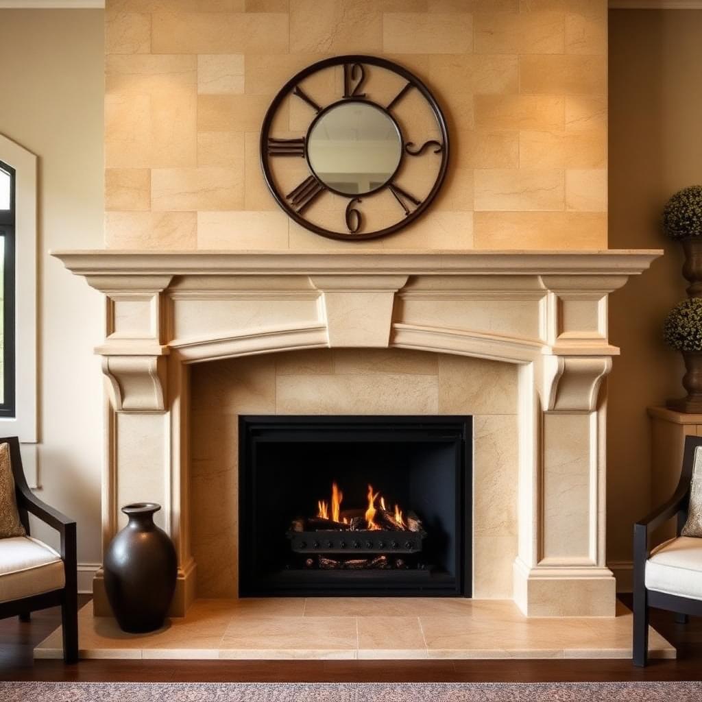 Lake Bluff Limestone Fireplace Surround Polish