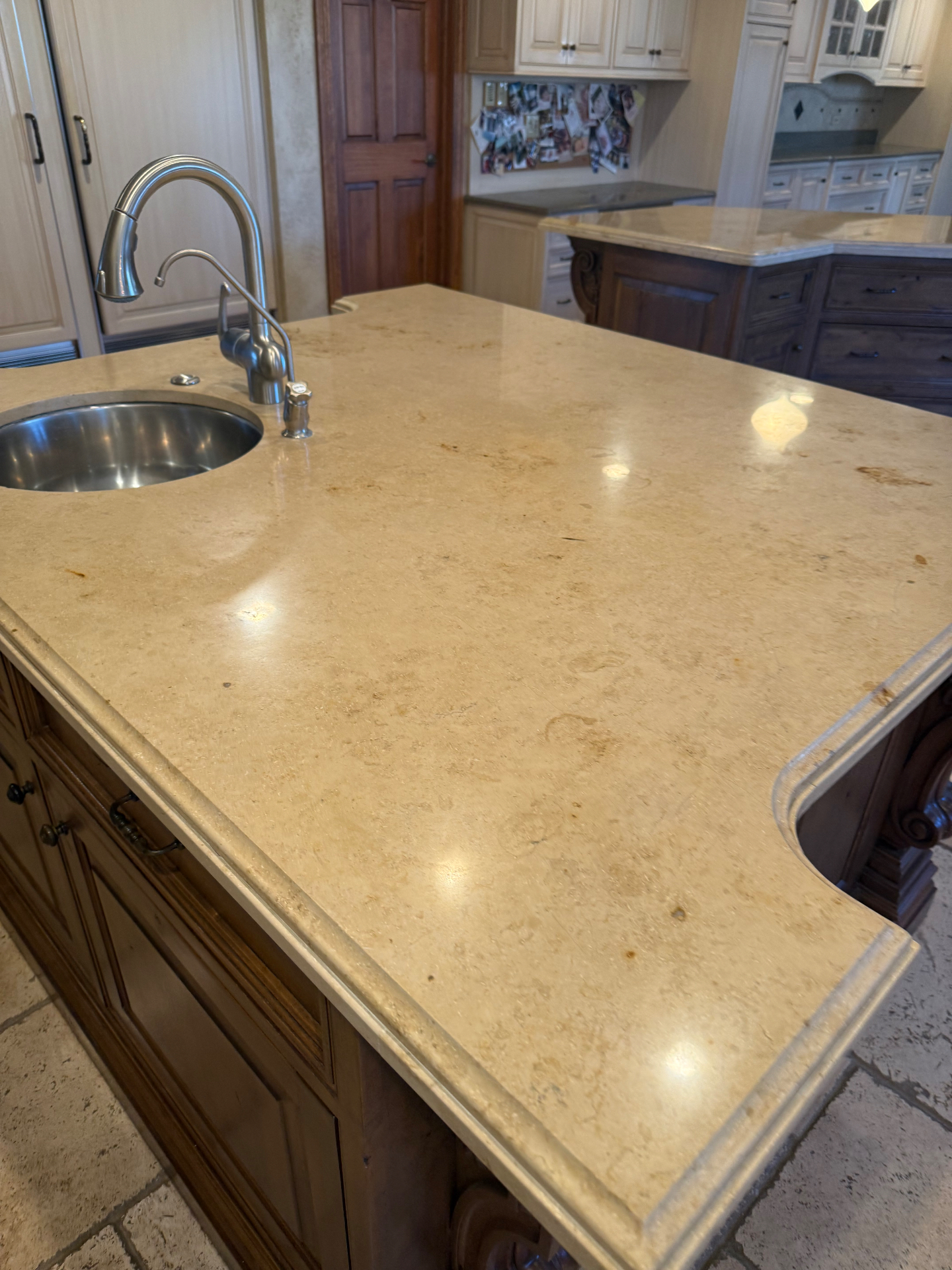 Highland Park Limestone Kitchen Island