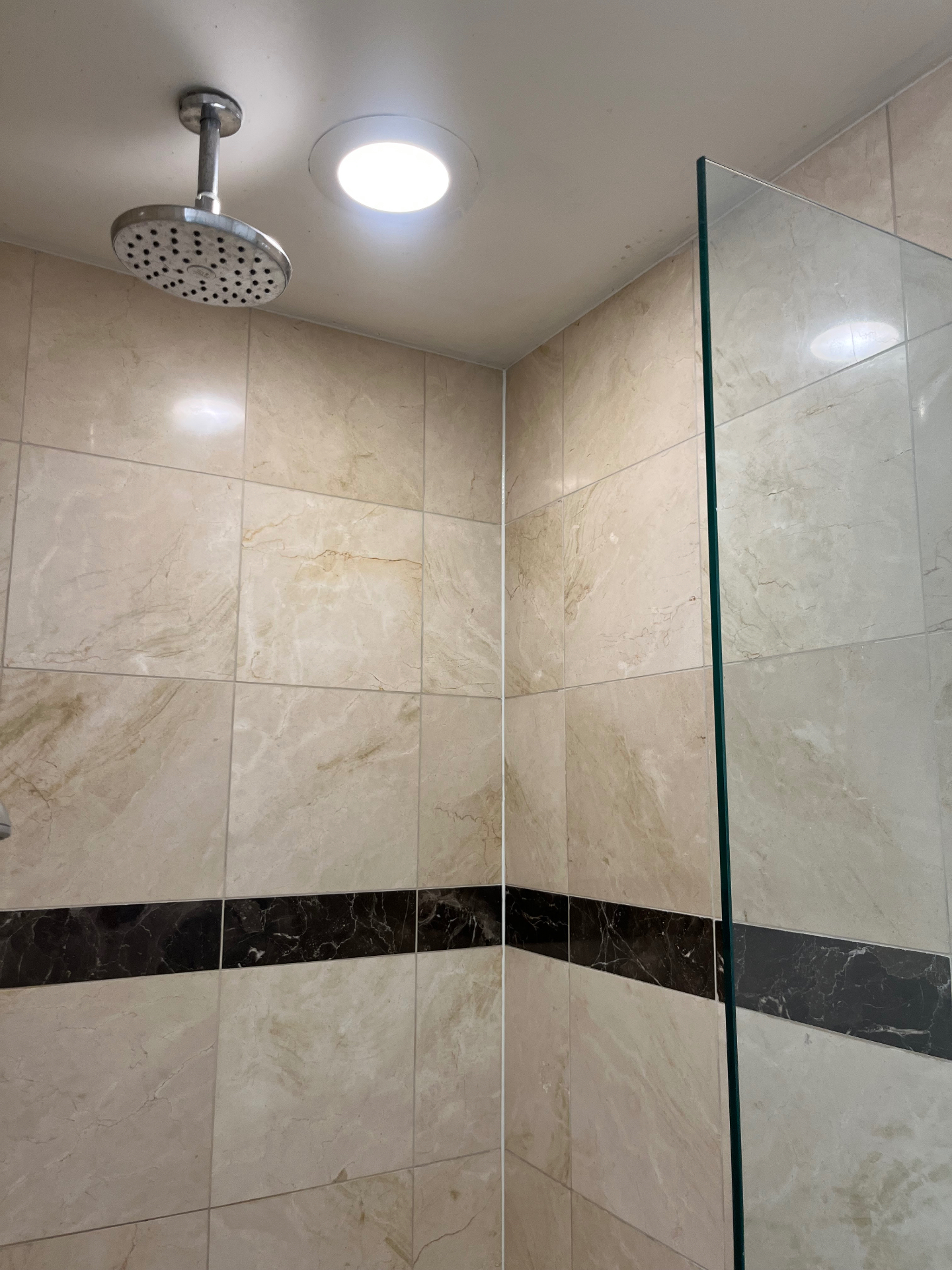 Lincolnshire Marble Shower Rain Head & Grout Sealing