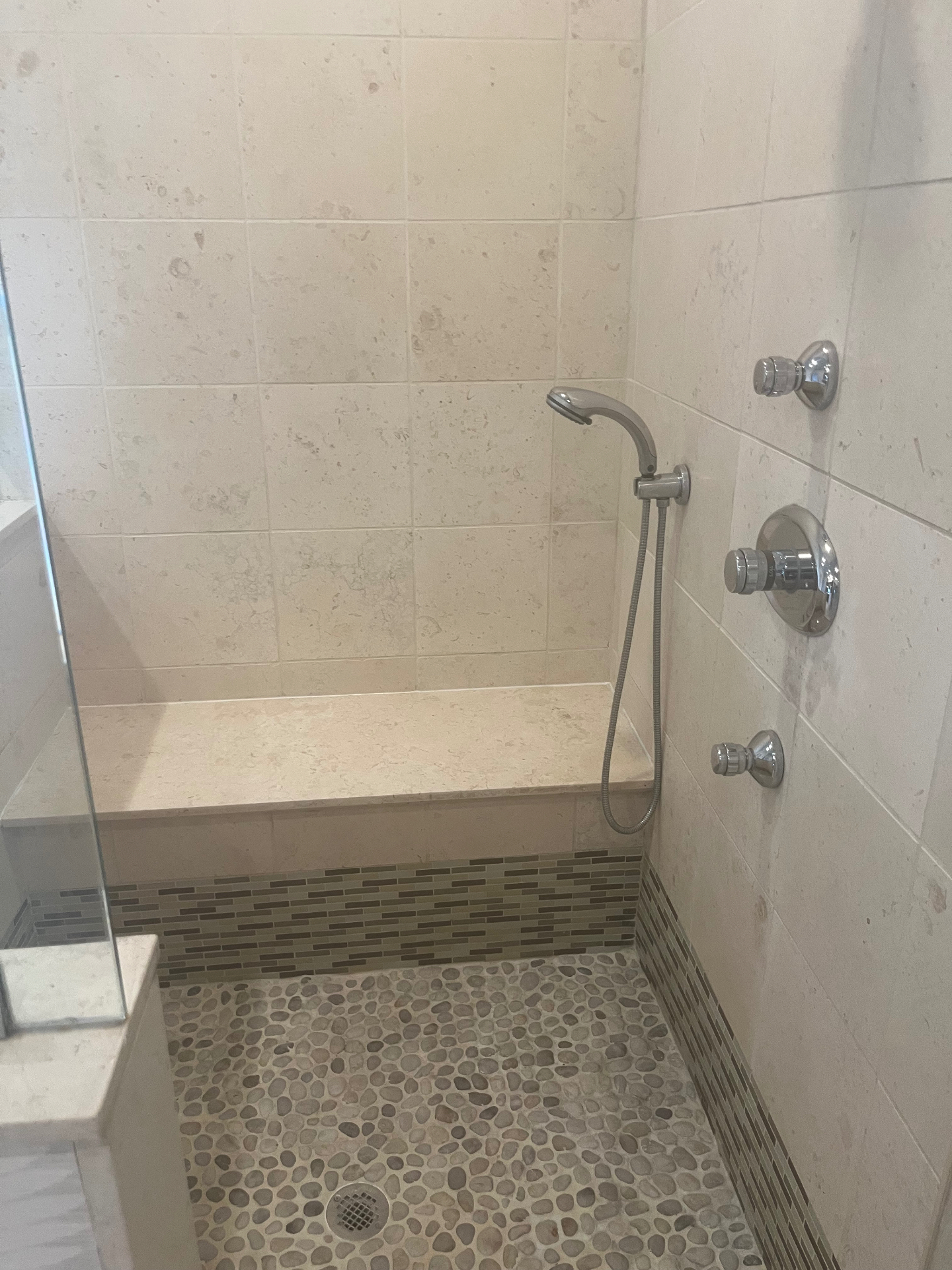 Northbrook Limestone Shower Cleaning & Caulk Replacement