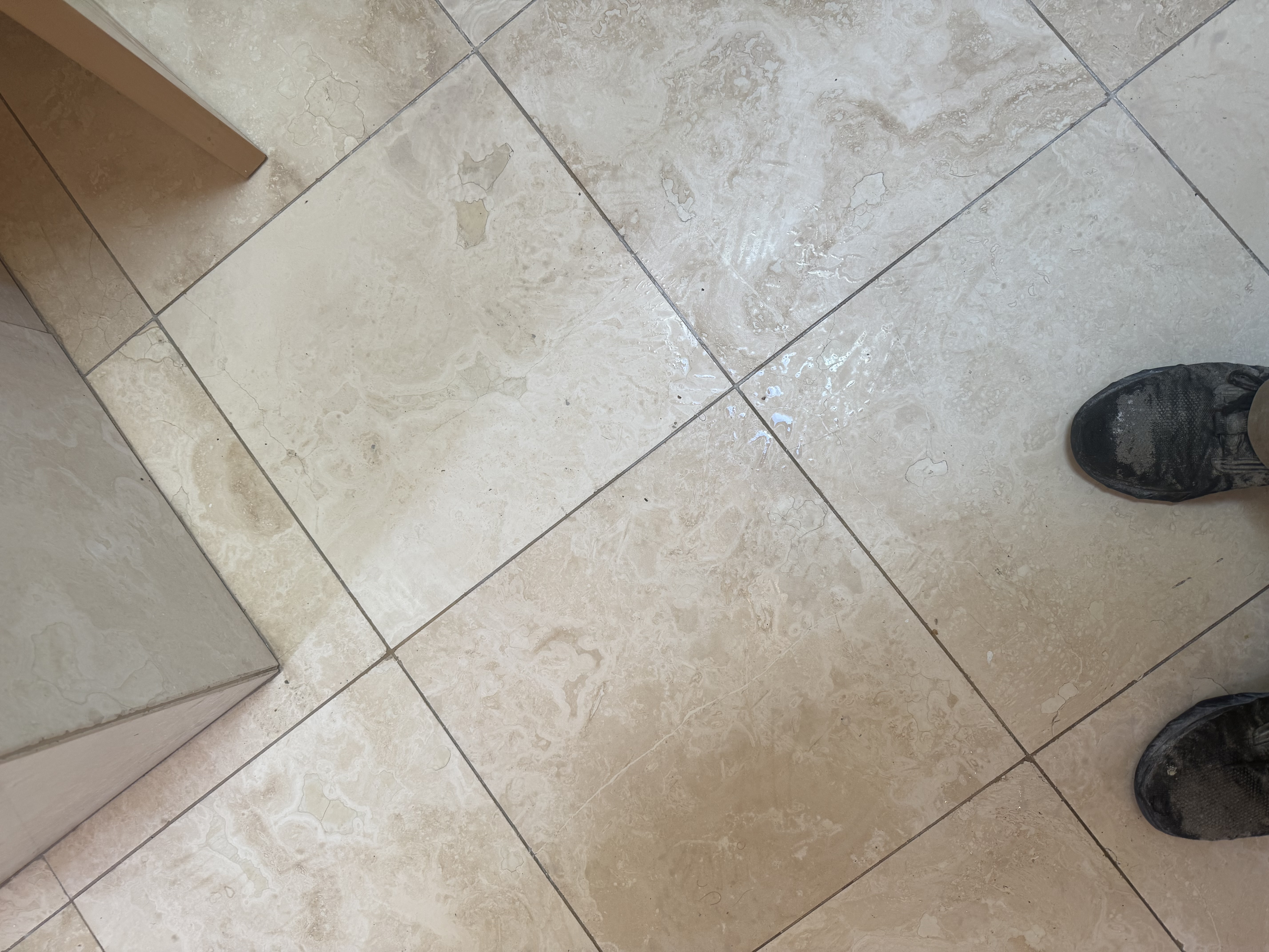 After — Travertine floor crack repair in Chicago